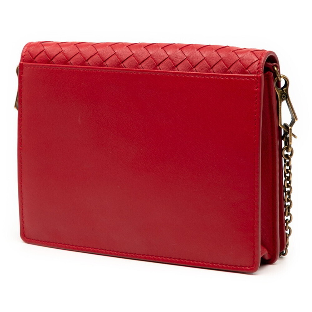 BOTTEGA VENETA Red Leather Intrecciato Shoulder Bag - Picture 2 of 7